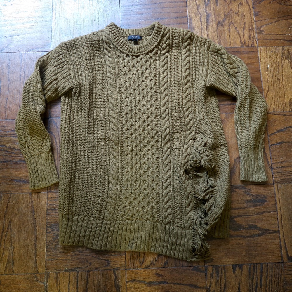 Women's J. CREW Cable Knit Fringe Sweater XS H3677